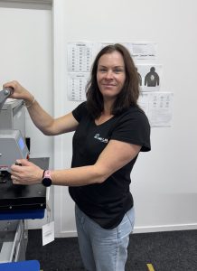 Julie at the promo lab